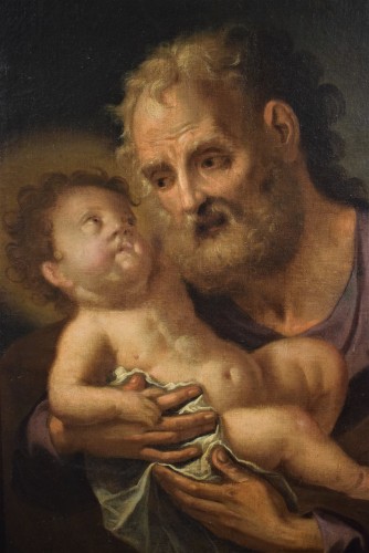 Tableaux et dessins Tableaux XVIIIe siècle - Saint  Joseph avec l'Enfant  "Paternité"